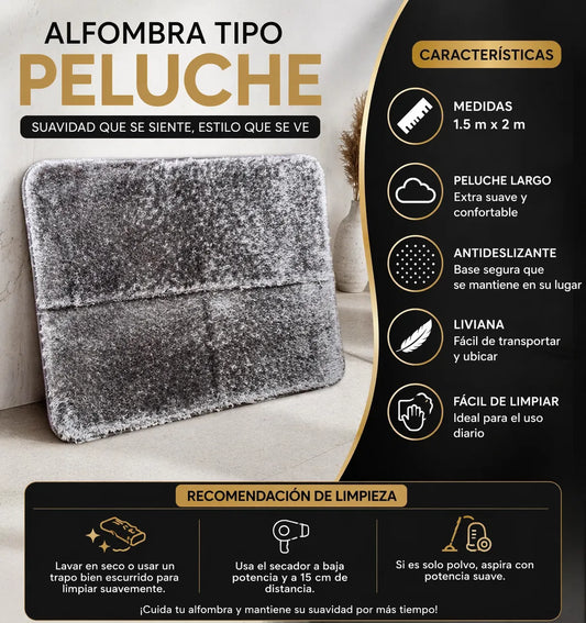 Tapete peludo grande antideslizante ideal para sala o habitación